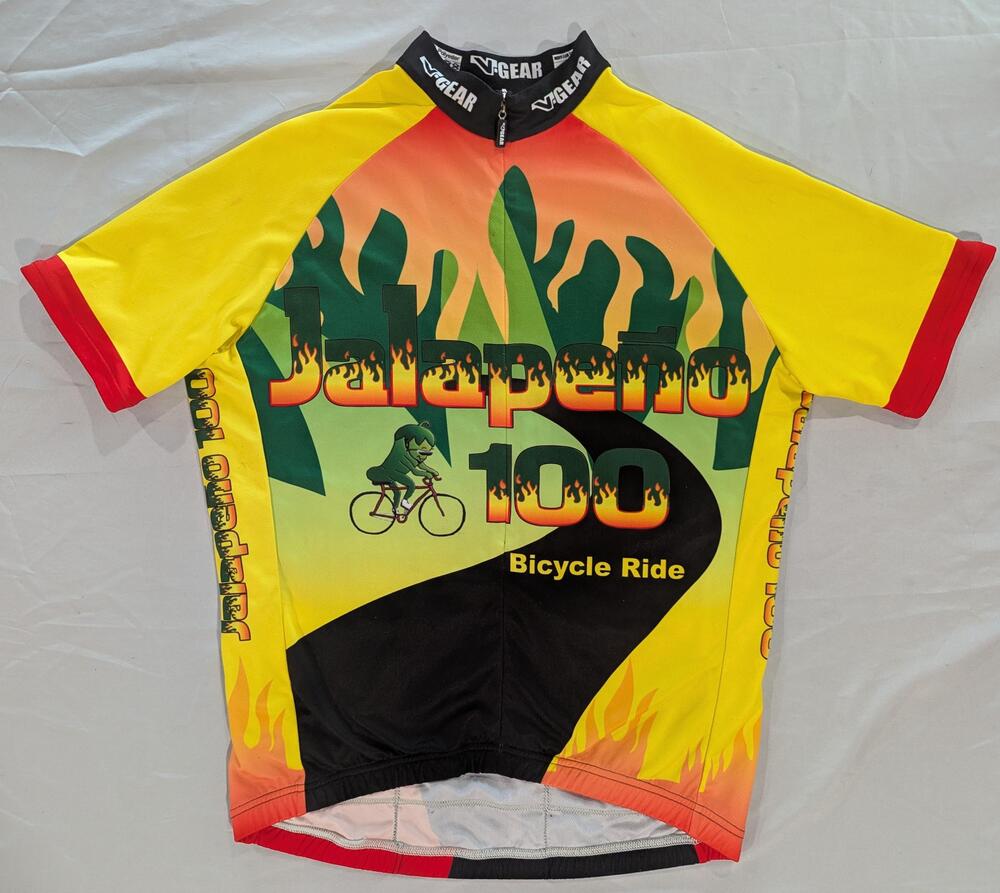 V-GEAR Jersey Shirt Mens S Yellow Jalapeno 100 Bicycle Ride Cycling 1/4 Zip